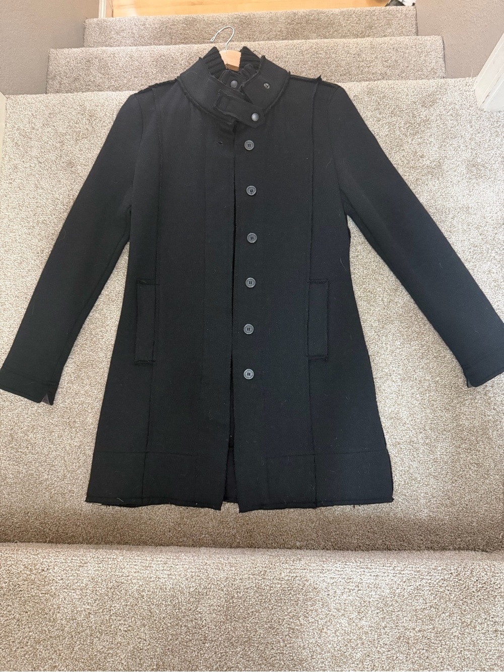 Barbour Black l Millfire Knit Mid-Length Coat (Size UK10)-Like New